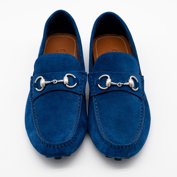 size 8.5G 9 US Gucci Burgundy Loafers Driver Horsebit Blue Shoes main image 8